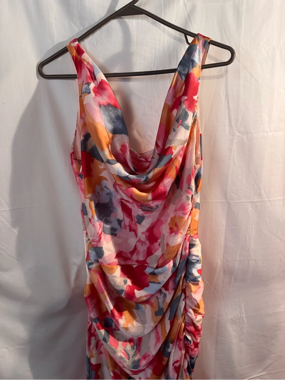 Abercrombie Floral Watercolor Cowl Neck Maxi Dress - Pink Multi
